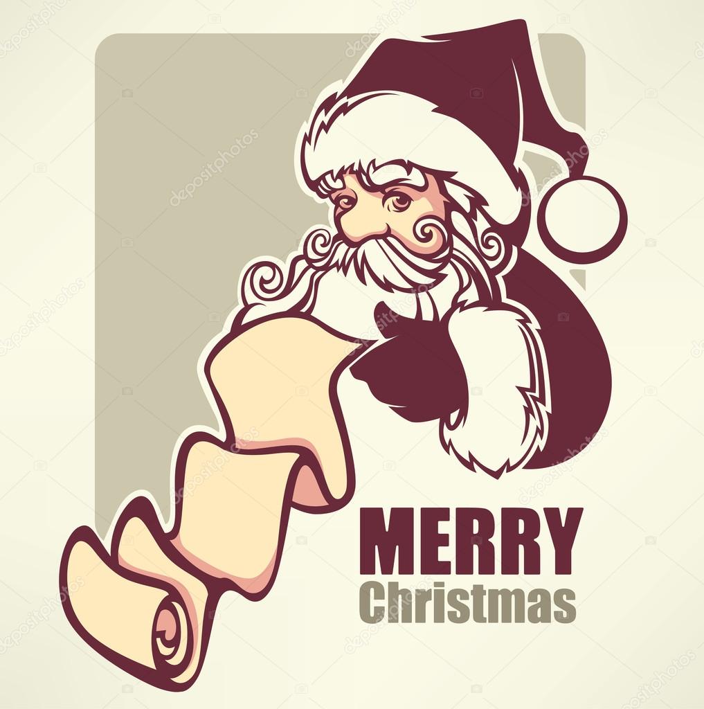 Santa Claus image in cartoon style. Vector illustration for gree