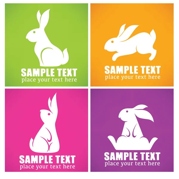 Colorida colección de conejos de Pascua — Vector de stock