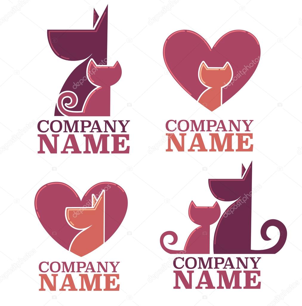Pets love and friendship, vector collection