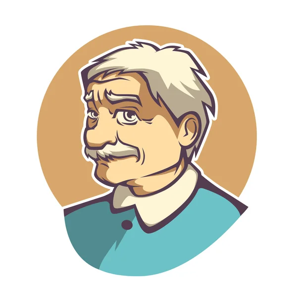Retrato vectorial de hombre viejo en estilo de dibujos animados — Archivo Imágenes Vectoriales