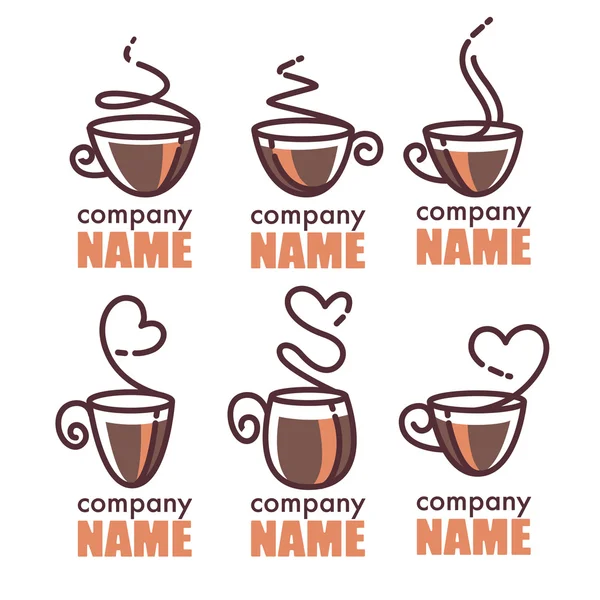 Café et thé, collection de logo linéaire vectoriel — Image vectorielle