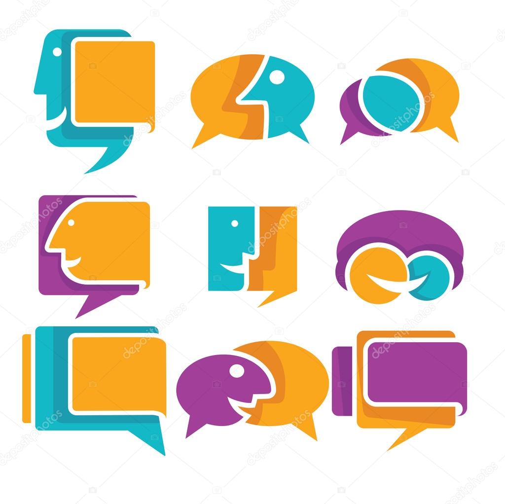 ector collection of talking, speaking and communication icons, s