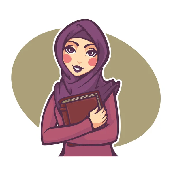 Belle étudiante arabe, illustration vectorielle — Image vectorielle