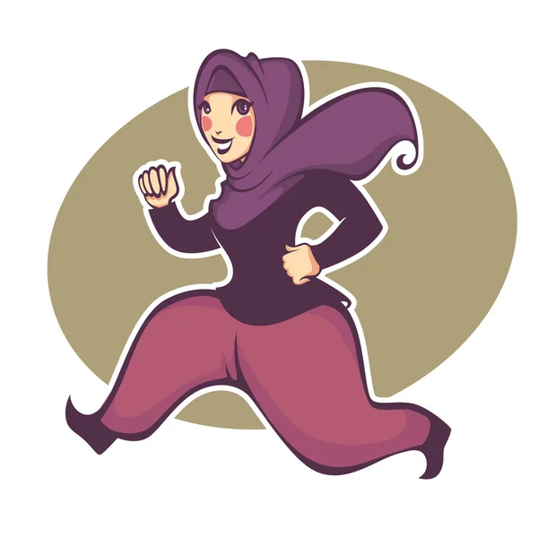 Hermosa chica Arabiana haciendo fitness, vector de ilustración — Vector de stock