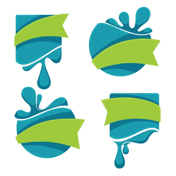 Hvector raccolta di adesivi e emblemi d'acqua — Vettoriale Stock