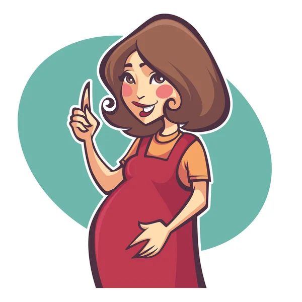 Mujer embarazada feliz en estilo de dibujos animados — Vector de stock