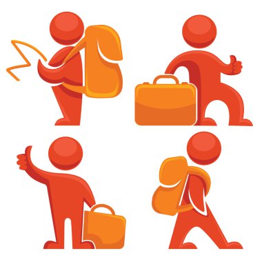 Seyahat etmek sırt çantası, seyahat semboller koleksiyonunu vektör