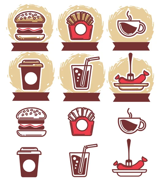 Immagini fastfood in stile info-grafico, collezione vettoriale — Vettoriale Stock