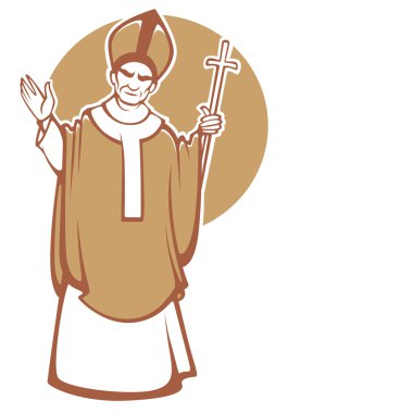 vector illustration of blessing catolic Pope with place for you  clipart