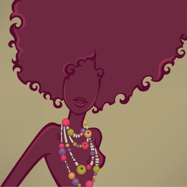 Afrikalı kız, vektör arka plan witn kadın siluet