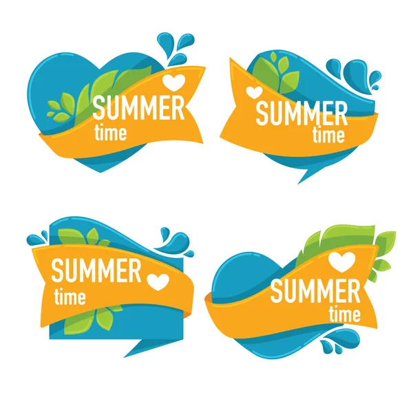 Summer time, vector collection of sea water stickers, tags and e — Stock Vector