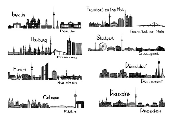8 Städte in Deutschland — Stockvektor