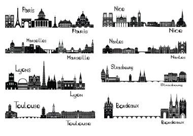 8 cities of France clipart