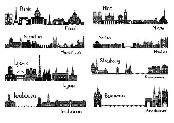 8 villes de France — Image vectorielle