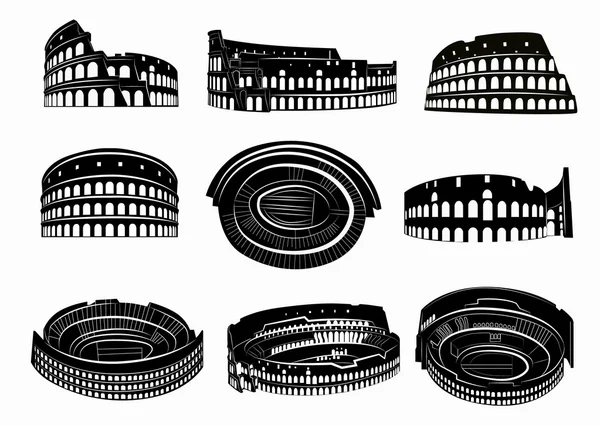 Diferentes puntos de vista del Coliseo Romano — Archivo Imágenes Vectoriales