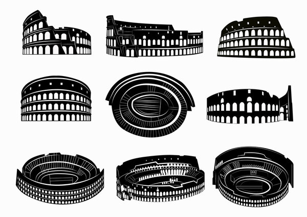 Different views of roman Colosseum