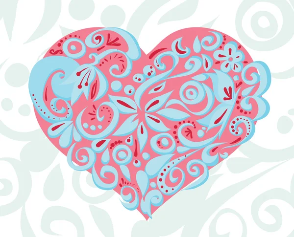 Pink blue carved heart — Stock Vector