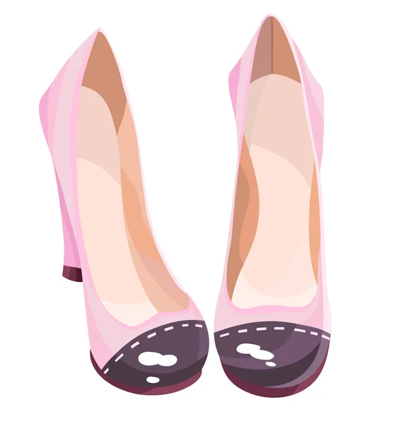 Cute pink high-heeled shoes with contrasting sox — Stock Vector