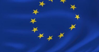 Resmi AB bayrağı. Avrupa Birliği Bayrağı. Çok detaylı bayrak animasyonu salladı.