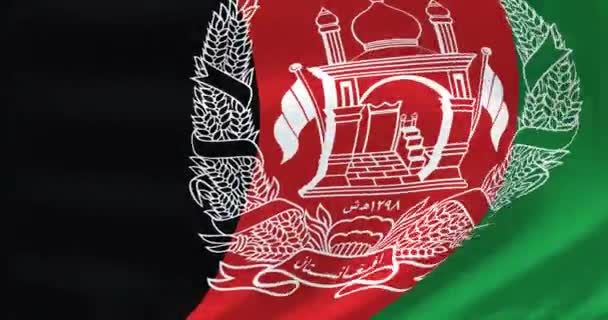 世界の旗-アフガニスタンの国旗。非常に詳細な旗のアニメーションを振って. — ストック動画