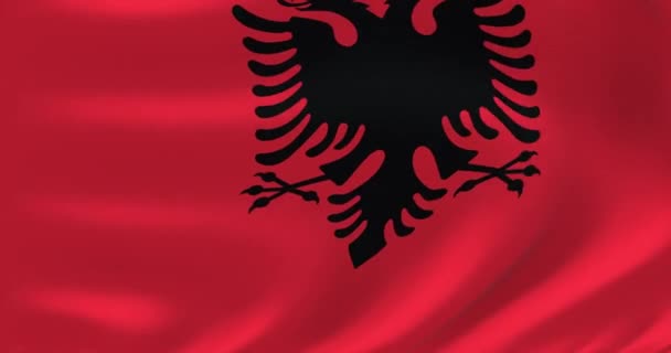 世界の旗-アルバニアの国旗。非常に詳細な旗のアニメーションを振って. — ストック動画
