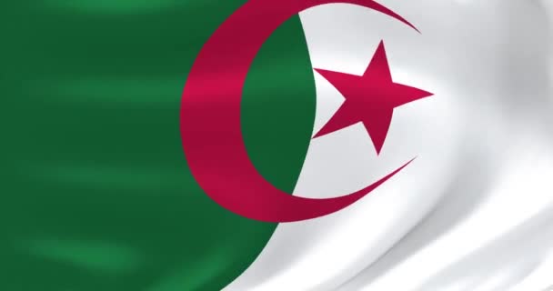 Σημαίες του κόσμου - σημαία της Αλγερίας. Κυματιστά εξαιρετικά λεπτομερή animation σημαία. — Αρχείο Βίντεο