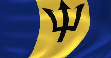 Dünyanın bayrakları - Barbados bayrağı. Çok detaylı bayrak animasyonu salladı.
