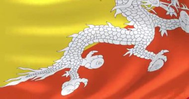 Dünyanın bayrakları - Butan bayrağı. Çok detaylı bayrak animasyonu salladı.