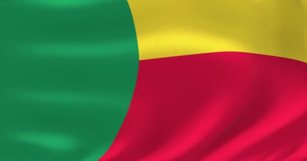 Vlaggen van de wereld - vlag van Benin. Zwaaide zeer gedetailleerde vlag animatie. — Stockvideo