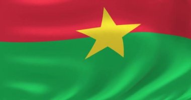 Dünyanın bayrakları - Burkina Faso bayrağı. Çok detaylı bayrak animasyonu salladı.