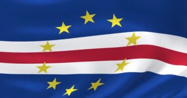 Dünyanın bayrakları - Cape Verde bayrağı. Çok detaylı bayrak animasyonu salladı.