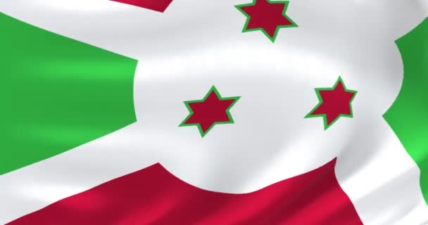 Världens flaggor - Burundis flagga. Viftade mycket detaljerad flagga animation. — Stockvideo