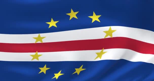 Världens flaggor - Kap Verdes flagga. Viftade mycket detaljerad flagga animation. — Stockvideo