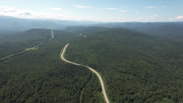 Winding road in the West Siberian taiga ecoregion — Stock Video