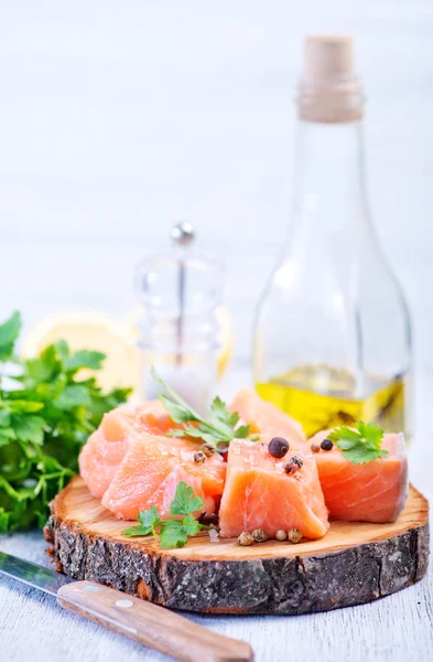 Red salmon  with fresh parsley — Stock Photo, Image