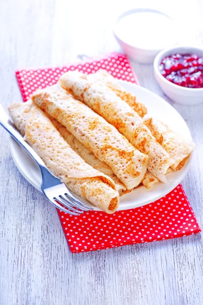 Fried pancakes on plate — Stock Photo, Image