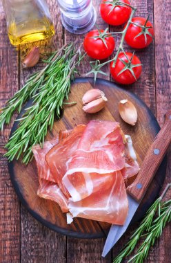 Prosciutto ahşap tahta üzerinde