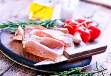 Prosciutto ahşap tahta üzerinde