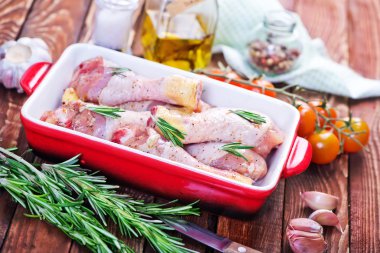 Çiğ tavuk bacağı.