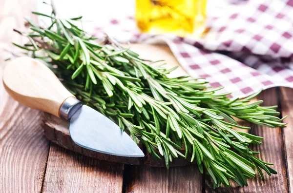 Green rosemary with knife — Stock Photo, Image