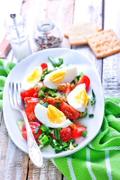 Tasty salad with egg — Stock Photo, Image