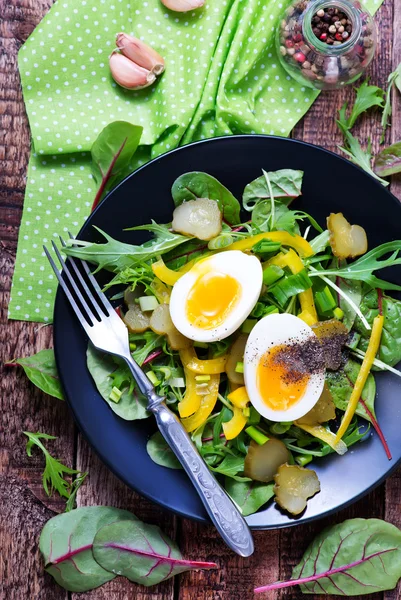 Tasty salad with egg — Stock Photo, Image