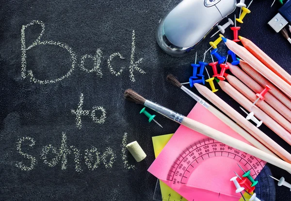 School supplies: pencils, pins — Stock Photo, Image
