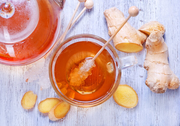 Ginger tea with fresh ginger