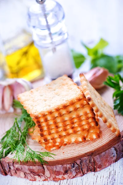 Kex med vitlök och salt — Stockfoto