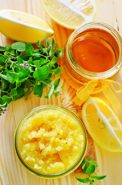 Citronové marmelády a med — Stock fotografie