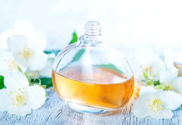 Perfume in bottle  on  table — Stock Photo, Image