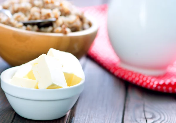 Buckwheat with milk and butter — Stock Photo, Image