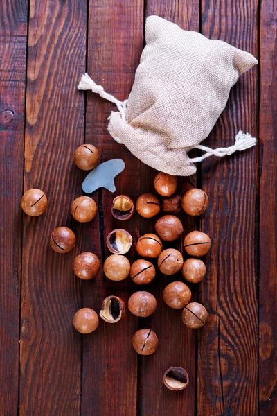 Brown macadamia on a table — Stock Photo, Image