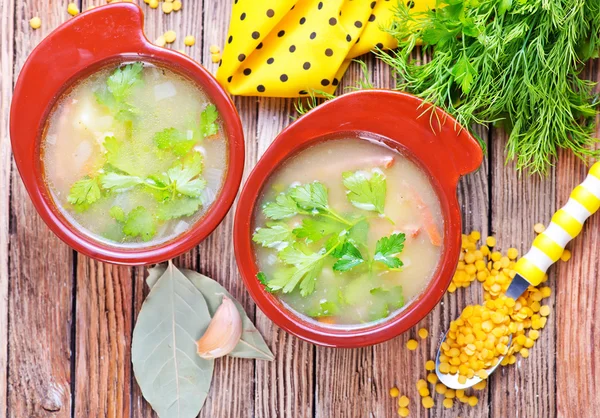 Lentil soup in bowls — Stock Photo, Image